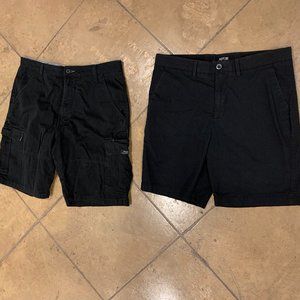 Mens 34 Black Wrangler Cargo and APT 9 Flat Front